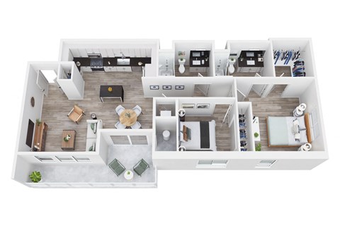 Floor plan for 2 beds, 2 baths, 1090 sqft
